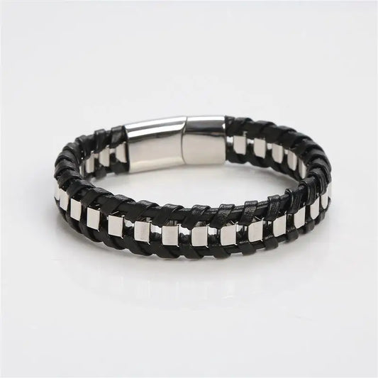 Stainless Steel & Leather Bracelet