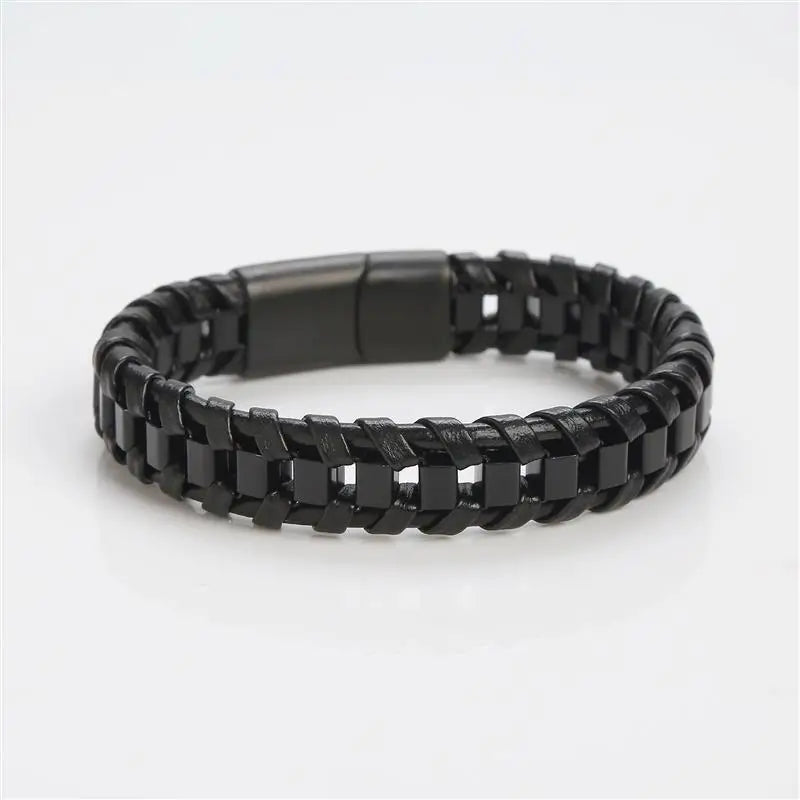 Stainless Steel & Leather Bracelet